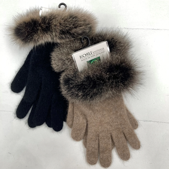 Merino Possum Koru Fur Trim Gloves